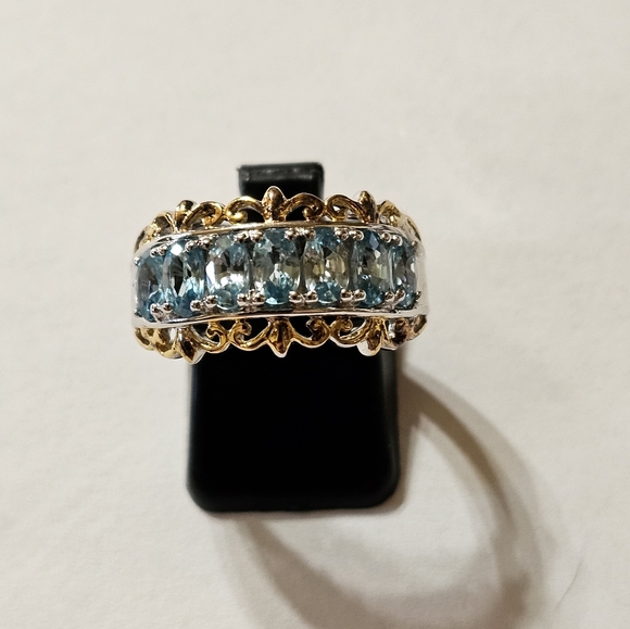 Genuine Cambodian Blue Zircon Ring Platinum over Sterling Silver Size 7! - Picture 6 of 12